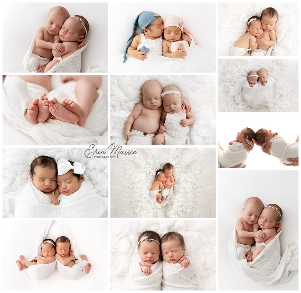 Identical twin girls sisters are posing for the camera. Happy twin sisters  in dresses are looking at the camera and smiling. Frontal view, studio shot  Stock Photo - Alamy